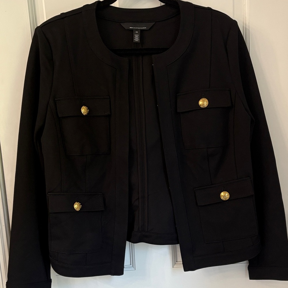 White House Black Market Black Blazer with Gold Accents used once